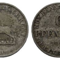 Hannover Silber Kleinmünze 6 Pfennig 1847 B, siehe Original-Scan
