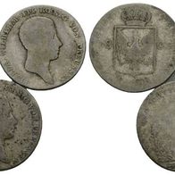 Altdeutschland Silber 3 Kleinmünzen Brandenburg-Preußen 1/6 Taler s. Scan