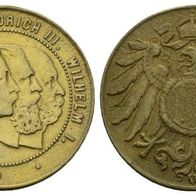 Altdeutschland Preußen Medaille Friedrich III. u. Wilhelm I./ II. 28,34 mm, 8,96 g.