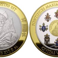 Deutschland Cu-Medaille mit Goldauflage PP o.J. Papst Benedictus XVI. 70 mm, 115 g.