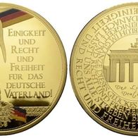 Deutschland Cu-Medaille mit Goldauflage PP o.J. Brandenburger Tor 70 mm, 95 g.