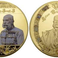 Deutschland Cu-Medaille mit Goldauflage PP o.J. Kaiser Franz Joseph I. 70 mm, 110 g.