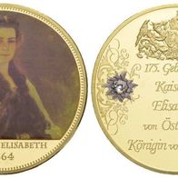 Deutschland Cu-Medaille mit Goldauflage PP o.J. Kaiserin Elisabeth. 40 mm, 32 g.
