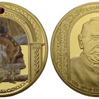 Deutschland Cu-Medaille mit Goldauflage o.J. PP. 40 mm, 32 g. Papst Johannes Paul II.