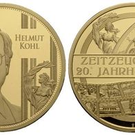 Deutschland Cu-Medaille 2015 mit Goldauflage PP. 40 mm, 32 g. Helmut Kohl