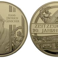 Deutschland Cu-Medaille 2015 mit Goldauflage PP. 40 mm, 32 g. H. D. Genscher