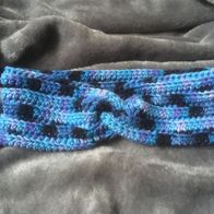 Gehäkeltes Twist-Stirnband aus Baumwolle (Handmade, Handarbeit) blau