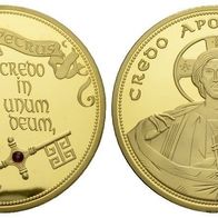 Deutschland Cu-Medaille o.J. mit Goldauflage PP 49 g. 50 mm Apostel Petrus