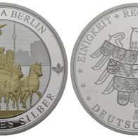 Deutschland Silber-Medaille mit Goldauflage o.J. PP 20 g. 40 mm Berlin Quadriga