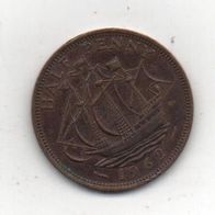 Münze England Half Penny Queen 1962