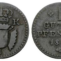 Altdeutschland Kleinmünze Schaumburg-Hessen 1 Pfennig 1828 Wilhelm II. s. Scan