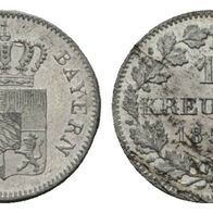 Altdeutschland Kleinmünze Silber Bayern 1 Kreuzer 1850 s. Scan