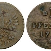 Altdeutschland Kleinmünze Frankfurt-Stadt 1 Pfennig 1790 s. Scan