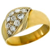 antiker Diamant Ring GG/ WG 585 10 Altschliff-Diamanten c 0,84ct ca. 1900