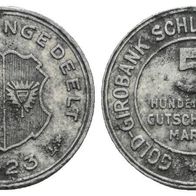 Altdeutschland Kleinmünze Schleswig-Holstein 5/100 Gutschriftsmarke 1923