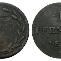 Altdeutschland Kleinmünze Frankfurt-Stadt 1 Pfennig 1819 s. Scan