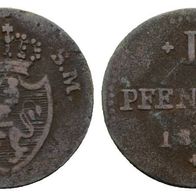 Altdeutschland Kleinmünze Hessen-Darmstadt 1 Pfennig 1819 s. Scan