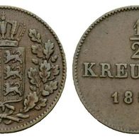 Altdeutschland Kleinmünze Württemberg 1/2 Kreuzer 1854 s. Scan