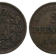 Altdeutschland Bayern Kleinmünze 2 Pfennig 1862 s. Scan