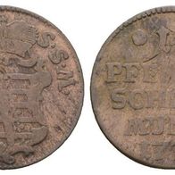 Altdeutschland Kleinmünze 1 Pfennig Sachsen-Meiningen 1772, s. Scan, schöne Erhaltung