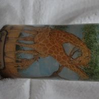 Original afrikanische Kerzen mit Motiv Giraffe blau Rundum