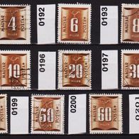 Un249 - Ungarn Portomarken Mi. Nr. 191 bis 201 fast komplett bis auf Nr.195 o <