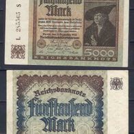 Reichsbanknote 5000 Mark, Deutsches Reich 02. Dezember 1922, Serie L 285565 S