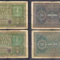 Reichsbanknote 50 Mark der Reihe 1 + 2, Deutsches Reich 24. Juni 1919, 2 Scheine