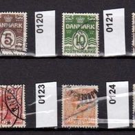 D009-Dänemark Mi. Nr. 118 + 120 + 121 + 122 + 123 + 124 o <
