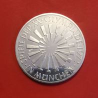 10 DMark von Strahlenspirale Olympia in München 1972, Prägestätte J, 625 Silber