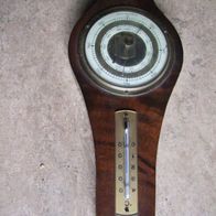 altes Barometer + Thermometer Messing Holz 27cm hoch