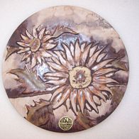 Ruscha Keramik Wandplatte - " Sonnenblumen ", 60/70er Jahre