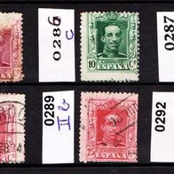 Sp002- Spanien Mi. Nr. 283 + 286c + 287 + 289-Ia + 289-IIb + 292 o <