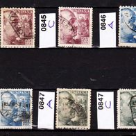 Sp003- Spanien Mi. Nr. 845A + 845C + 846A + 846C + 847A + 847C General Franco o <