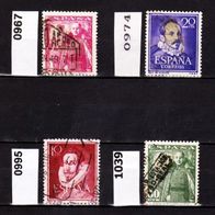 Sp006- Spanien Mi. Nr. 967 + 974 + 995 + 1039 General Franco + Schriftsteller o <