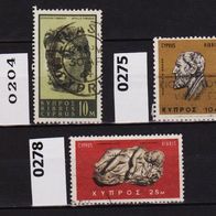 Zy003 - Zypern Mi. Nr. 204 + 275 + 278 o <