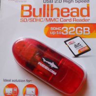 2x Reekin Bullhead Card Reader für Tablets & Smartphones SD/ SDHC/ MMC Rot/ Schwarz