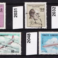 Tü006 - Türkei Mi. Nr. 2029 + 2031 + 2032 + 2047 + 2048 o <