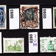 Rus007- Russland Mi. Nr. 87 + 93 + 95 + 240 + 280-IICw o <