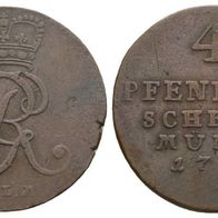 Altdeutschland Kleinmünze 4 Pfennig 1795 P.L.M. s. Scan, schöne Erhaltung