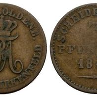 Altdeutschland Kleinmünze Oldenburg -Birkenfeld 3 Pfennig 1848, schöne Erhaltung