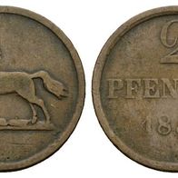Altdeutschland Kleinmünze Hannover 2 Pfennig 1856, schöne Erhaltung