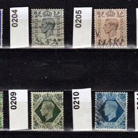 GB013-Großbritannien - Mi. Nr. 202X + 204 bis 207 + 209 bis 211 König George VI. o <