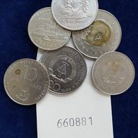 Deutschland DDR 6 Kleinmünzen, sehr schöne Erhaltung s. Scan
