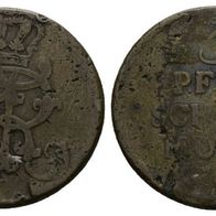 Altdeutschland Kleinmünze Preußen 3 Pfennig 1756, sehr schöne Erhaltung