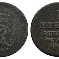 Altdeutschland Kleinmünze Preußen 1 Pfennig 1762 IWS, sehr schöne Erhaltung