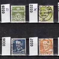 D022-Dänemark Mi. Nr. 328x + 328y + 332x + 334 + 335 + 336 + 337 6 338 o <