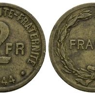 Frankreich Kleinmünze 2 Francs 1944 s. Original-Scan, schöne Erhaltung