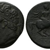 Griechenland Antike Bronzemünze Syrakus Hieron II., Original-Scan, schöne Erhaltung