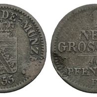 Altdeutschland Kleinmünze Sachsen 1 Neugroschen 10 Pf. 1855 F, s. Scan